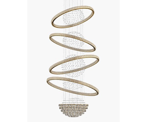 Lustre DNA Iluminação Space SPACE90-5ESF – Ø90 cm – 6× GU10 – 3 Alianças LED – 5 Esferas – 3,5 m Altura