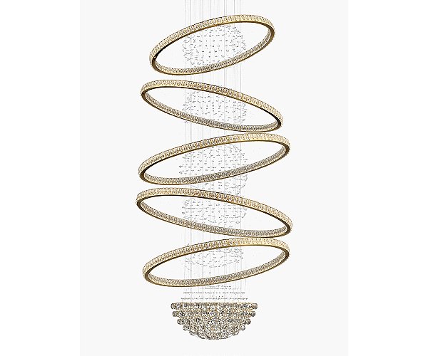 Lustre DNA Iluminação Space SPACE90-5ESF – Ø90 cm – 6× GU10 – 3 Alianças LED – 5 Esferas – 3,5 m Altura