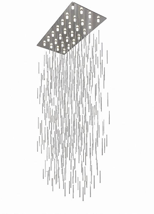 Pendente DNA Iluminação Garoa Felsen 100×60cm ROCHA-RT100X60 – 11 Lâmpadas GU10 – Rocha 20cm – 3m Altura – Pintura / Inox
