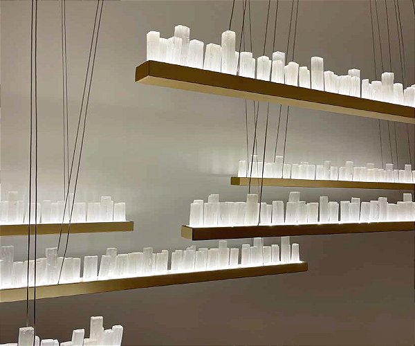 Pendente DNA Iluminação Horizon Slim Quartzo 100cm QTZO-PD-SL-LIN100 – LED 30W – Cristal – Pintura