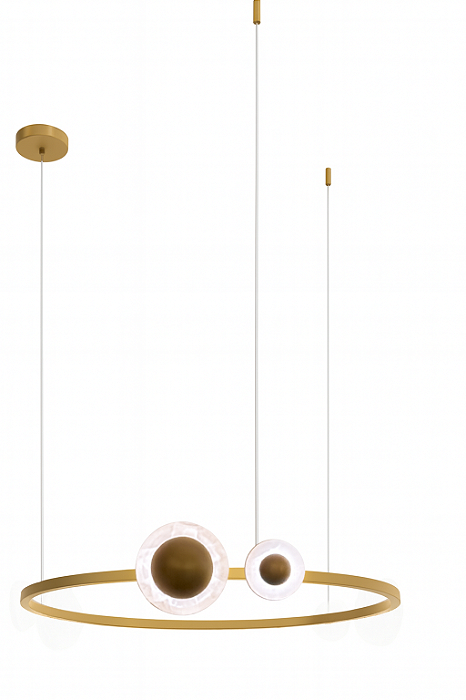 Pendente DNA Iluminação L0118 Kálida Round – Ø100 cm – 10 Cúpulas Selenita – LED 30W 3000K – Cabo 2 m