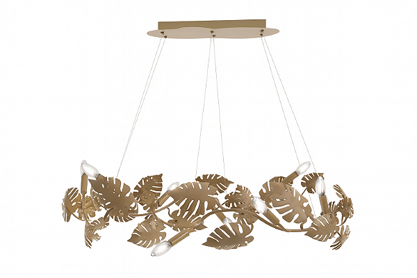 Pendente DNA Iluminação L0801 Adam – Folhas Oval 120 × 60 × 45 cm – Para 8 Lâmpadas E14 – Cabo 2 m