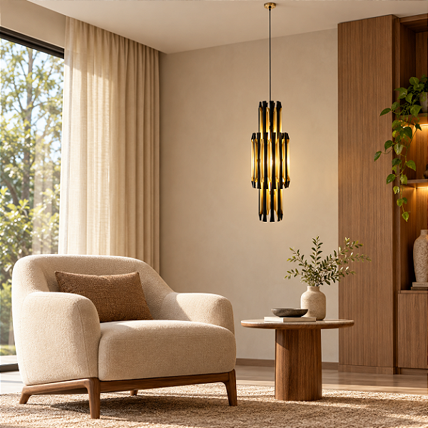 Pendente DNA Iluminação Lira 3 – Eisen-003-PEND – Ø25 × 65 cm – Tubo Metálico – Para 4 Lâmpadas G9