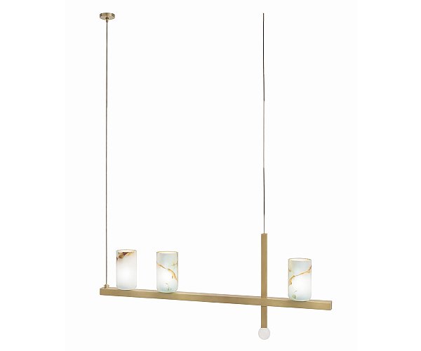 Pendente DNA Iluminação P0605 Due – 80 × 32 cm – Ônix – Para 3 Lâmpadas G9 – Pendente 2 m