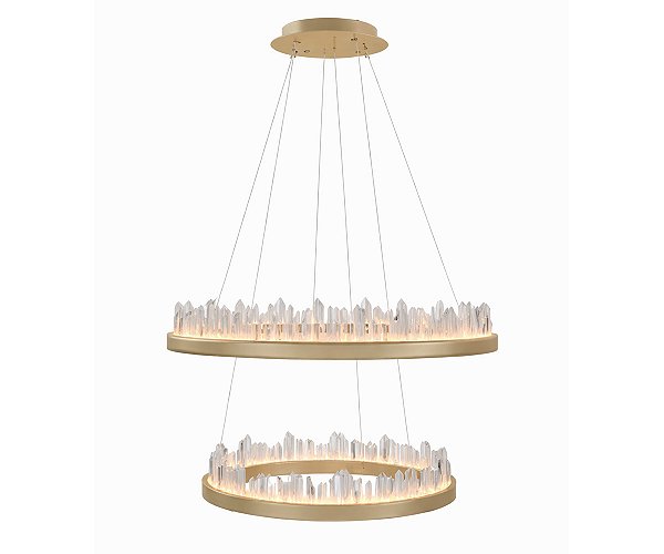 Pendente DNA Iluminação Redondo Slim Duplo Quartzo 80/60cm QTZO-PD-SL-RD80-2 – LED 70W – Cristal – Pintura