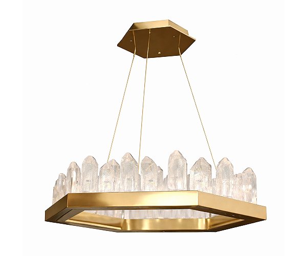 Pendente DNA Iluminação Sextavado Slim Quartzo 60cm QTZO-PD-SL-SEXT60 – LED 50W – Cristal – Pintura