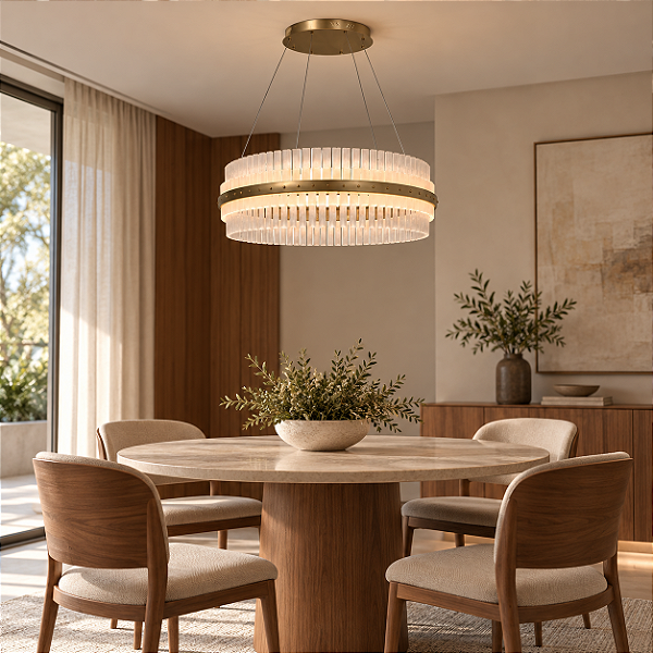 Pendente DNA Iluminação Siena Felsen 60cm ROCHA-SIENA-I-60 – LED 58W 3000K – Rocha Retangular – Pintura