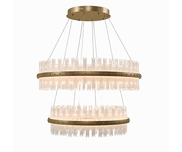 Pendente DNA Iluminação Siena Felsen Duplo 80/60cm ROCHA-SIENA-I-80-2 – LED 133W 3000K – Rocha Retangular – Pintura