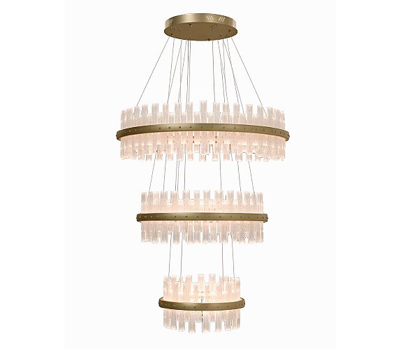 Pendente DNA Iluminação Siena Felsen Triplo 80/60/40cm ROCHA-SIENA-I-80-3 – LED 172W 3000K – Rocha Retangular – Pintura