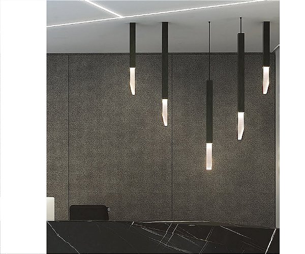 Pendente DNA Iluminação Suit SUIT-50-PEND – 50 cm Altura – Rocha – 1 Lâmpada Mini GU10 – Pendente 1,5 m – Pintura ou Chapa Inox