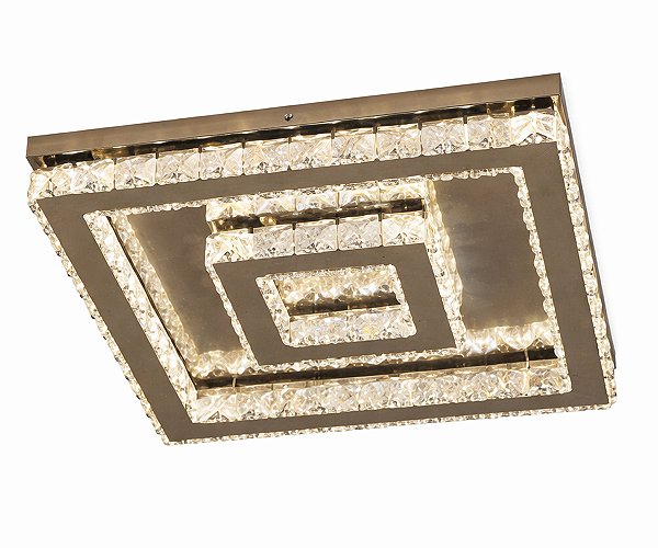 Plafon DNA Iluminação Aliança Quadrada Slim PLAF-ALQU50-2-SL – Duas Argolas 50/30 cm – LED 3000K 46W – Cromado
