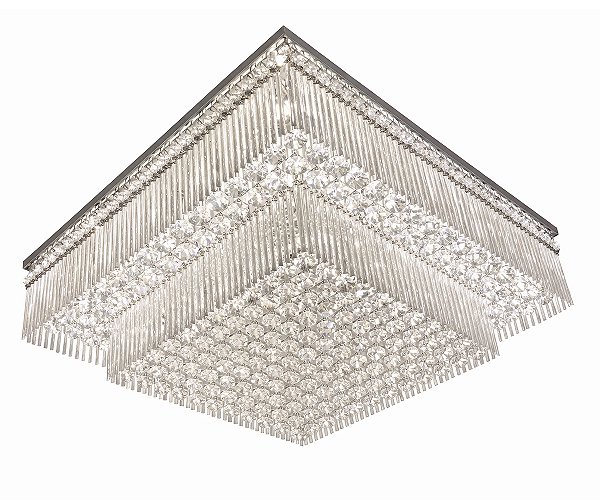 Plafon DNA Iluminação Xangai VD-QU50-2 – 50 × 50 cm – 10× G9 – Vidrilhos – 2 Andares