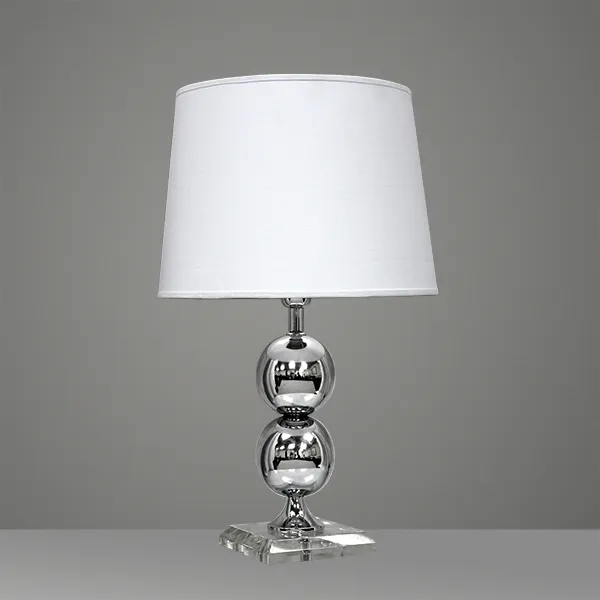 Abajur de Mesa Golden Art 2 Bolas em Metal com Base Quadrada Pintura e Lâmpada E27 67cm M701PI