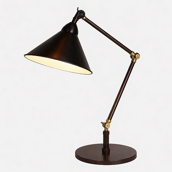 Abajur de Mesa Golden Art Baboo com Braço de 20cm e 2 Articulações em Pintura e Lâmpada E27 Altura Média 50cm M1060-20-411PI