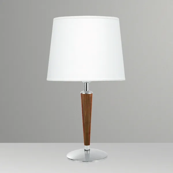 Abajur de Mesa Golden Art Cone em Latão com Detalhe em Madeira de 25cm e Lâmpada E27 56cm M027-25LT