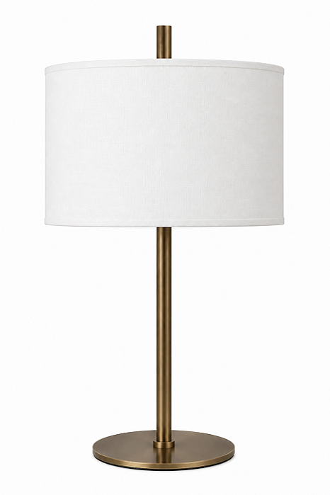 (Latão - Especiais) Abajur Mesa Golden Art Marriot M717LT Haste Reta em Latão e 2 Lâmpadas E27 72cm