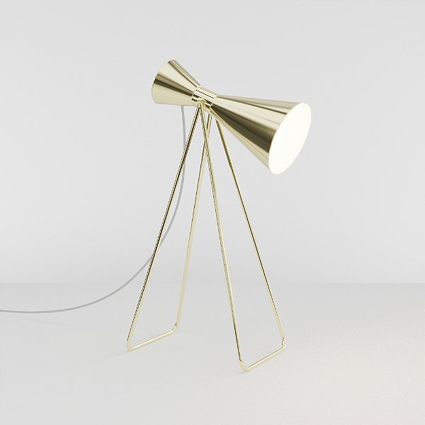 (Latão - Especiais) Abajur Mesa Golden Art M1071LT Picasso com Cavalete em Latão e Cúpula Cone Pintada E27 Altura Média 45cm