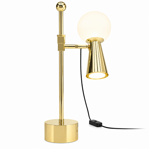(Latão - Especiais) Abajur Mesa Golden Art Pivô M9900LT Bola de Vidro, Spot GU10 e Soquete G9 43cm