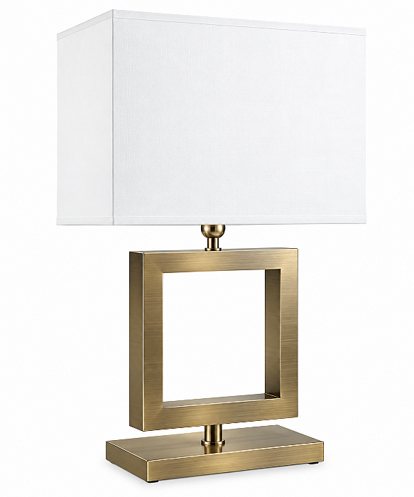 (Latão - Especiais) Abajur de Mesa Golden Art Quadrado 27x27 em Latão com Lâmpada E27 Altura 66cm M632LT