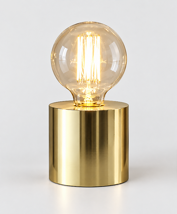 (Latão - Especiais) Abajur Mesa Golden Art Tube M4009LT Ø 10cm com Soquete E27 e Altura de 9cm
