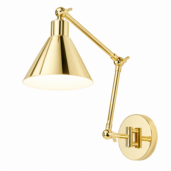 (Latão - Especiais) Arandela Baboo Golden Art P1060-20-411LT com Braço de 20 cm, Duas Articulações e Soquete E27
