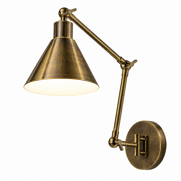 (Latão - Especiais) Arandela Baboo Golden Art Braço de 30 cm, Duas Articulações e Soquete E27 P1060-30-411LT