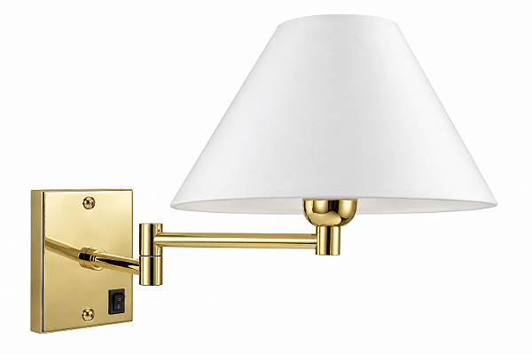 (Latão - Especiais) Arandela Golden Art P334LT Braço 1/2” com 30cm, 1 Articulação Soquete E27