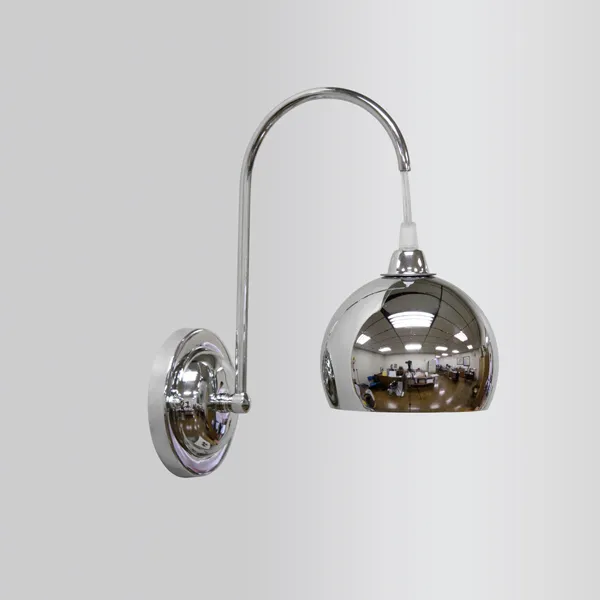 Arandela Golden Art Braço Curvo com Acabamento em Pintura e Bolinha de Vidro Ø 14cm G9 31cm P202PI