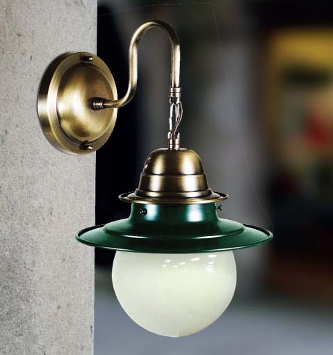 Arandela Golden Art Colonial em Latão com Vidro Esférico Ø 15cm e Soquete E27 37cm P261-15LT