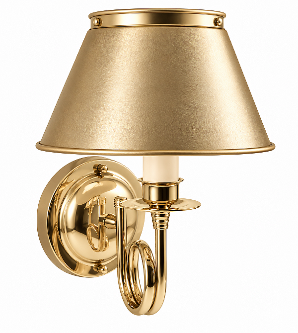 (Latão - Especiais) Arandela Golden Art P307LT Corneta com Braço Torcido e Soquete E27