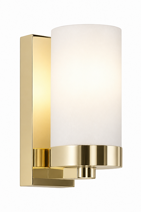 (Latão - Especiais) Arandela Golden Art P358-18LT Vidro Tubo 20cm x 9cm x 12cm E27