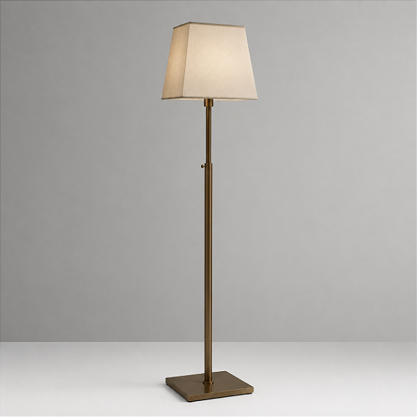 (Latão - Especiais ) Coluna de Iluminação Golden Art Anitta Telescópica em Latão com Base Quadrada Ajustável 130–180cm C222LT
