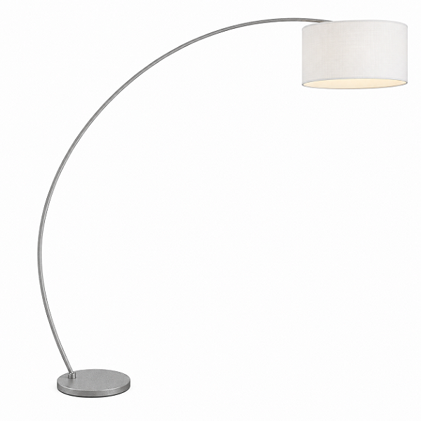 (Pintura Prata) Coluna Iluminação Golden Art C950PI Arco Pintura Aço Alumínio Deslocamento 135cm Lâmpada E27 185cm