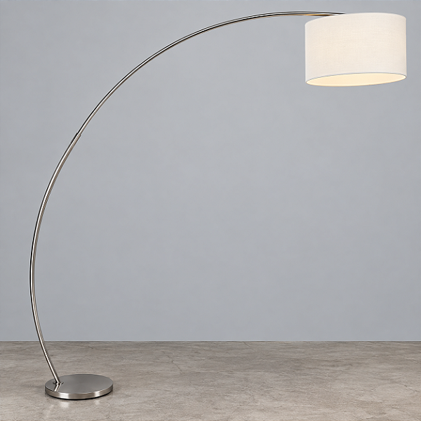 (Cromada - Latão) Coluna Iluminação Golden Art Arco C950AC Cromada Aço Inox Deslocamento 135cm e Lâmpada E27 185cm