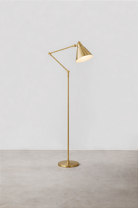 Coluna de Iluminação Golden Art Baboo Articulada com Pintura em Aço e Alumínio e Lâmpada E27 Altura Média 180cm C1060-411PI