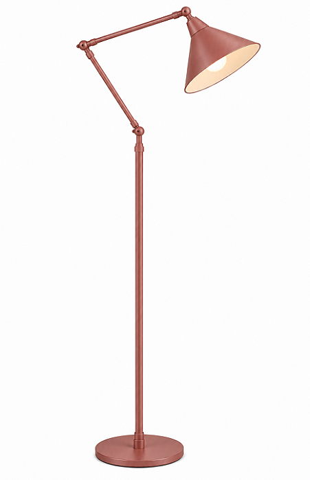 (Pintura) Coluna Iluminação Golden Art C1060-412PI Baboo Articulada Aço e Alumínio E27 Altura Média 180cm