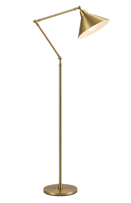 (Latão - Especiais) Coluna Iluminação Golden Art C1060-412LT Baboo Articulada Lâmpada E27 Altura Média 180cm