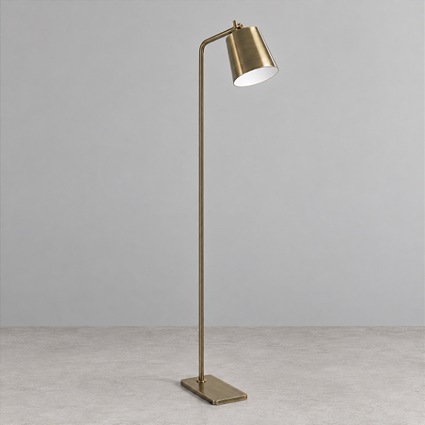 (Latão - Especiais) Coluna Golden Art Brida em Latão com Base Retangular e Lâmpada E27 130cm C760LT