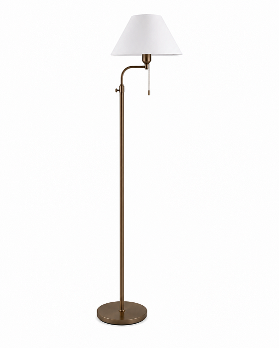 (Latão - Especiais ) Coluna de Iluminação Golden Art Britner Telescópica em Latão com Haste Curva Ajustável 140–185cm C226LT