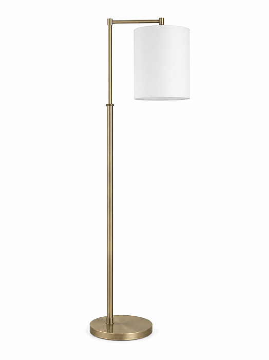 (Latão - Especiais) Coluna de Iluminação Golden Art Ciciliona Telescópica em Latão com Braço de 36cm Ajustável 100–165cm C228LT