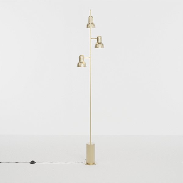 Coluna de Iluminação Golden Art Escriba em Latão com 3 Soquetes E27 170cm C1810-3LT