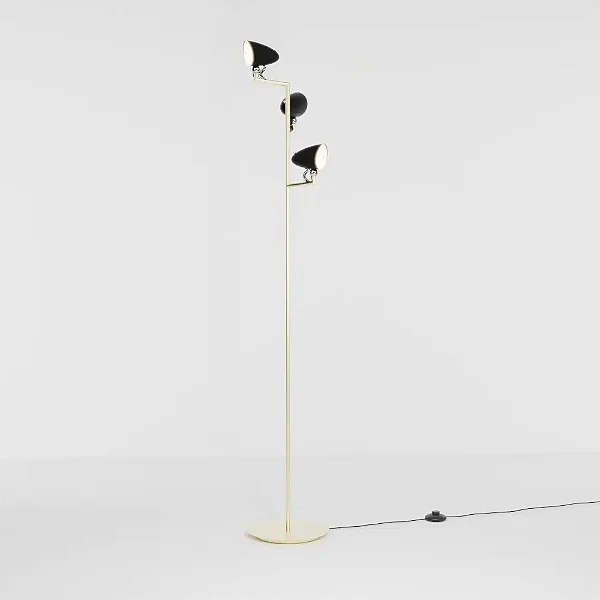 Coluna de Iluminação Golden Art MAG Lum de Piso com 3 Focos LED 6W em Latão e Pintura C2433-3LTPI