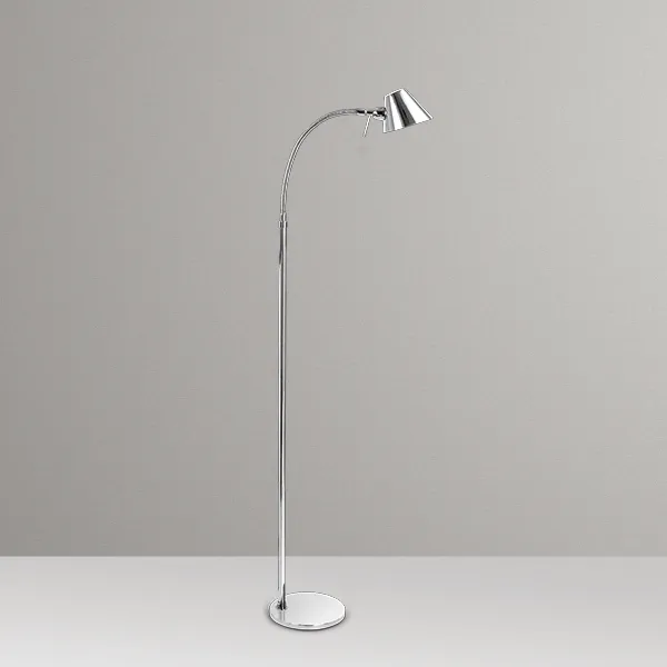 Coluna de Iluminação Golden Art Millus em Latão com Haste Flexível Cromada e Lâmpada G9 Altura Média 135cm C699LT