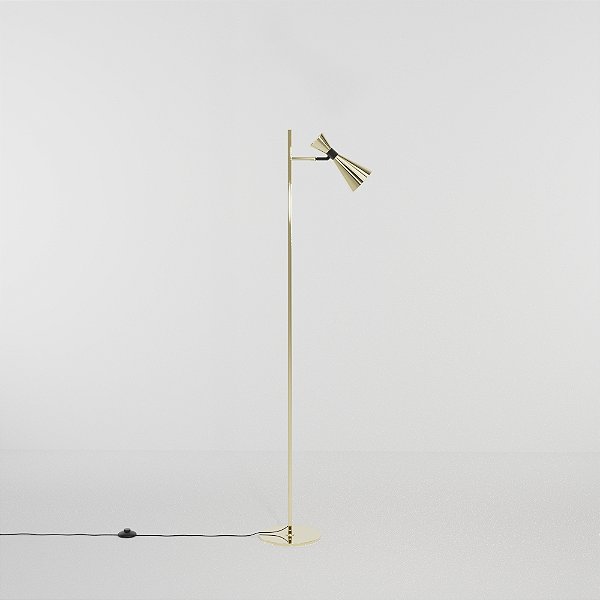 (Latão - Especiais) Coluna Iluminação Golden Art C1071LT Picasso em Latão com Foco Direcionável e Lâmpada E27 150cm
