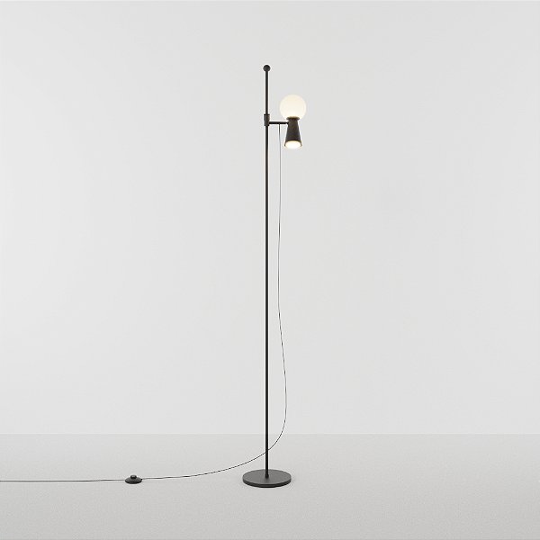 Coluna de Iluminação Golden Art Pivô com Bola de Vidro e Spot GU10/G9 em Latão e Aço 168cm C9900LTPI