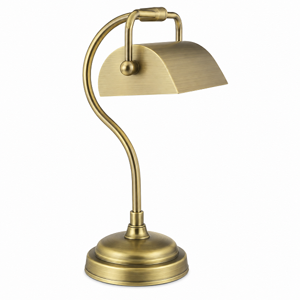 (Latão - Especiais) Luminária de Mesa Golden Art Calha Curva em Latão com Lâmpada E27 35cm M036LT