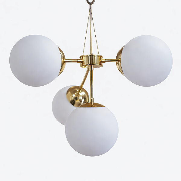 Lustre Balls com 4 Globos Ø 20cm em Pintura e Soquetes E27 – Golden Art Iluminação Decorativa T2050-4PI