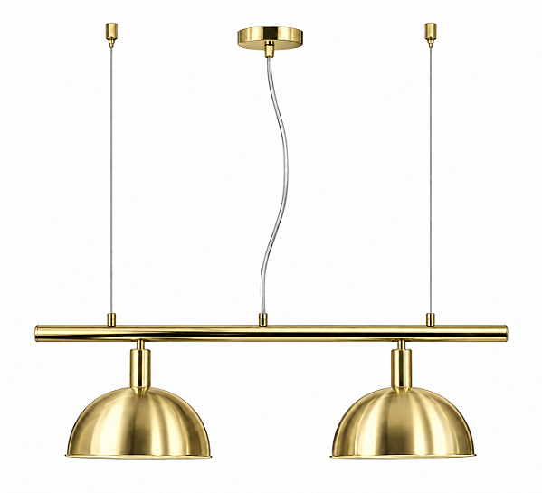 (Latão - Especiais) Lustre BILHAR Golden Art T143-2LT 1/2 Bola 2 Cúpulas 90 cm –