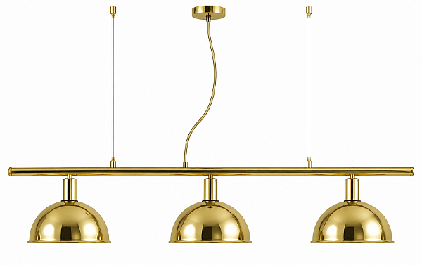 (Latão - Especiais) Lustre BILHAR 1/2 Bola Golden Art T143-3LT 3 Cúpulas em 140 cm –