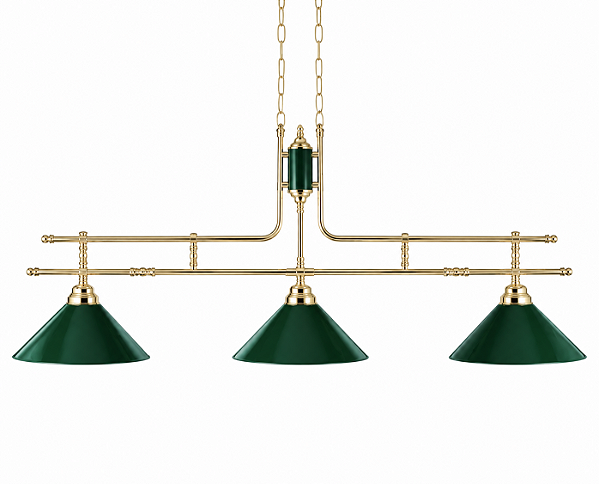 (Latão - Especiais) Lustre BILHAR 3 Cúpulas Golden Art T140-3LT 130 cm – Design Clássico